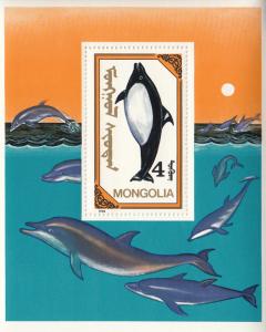 Mongolia 1990 MNH Scott #1861A Souvenir sheet 4t Killer whale