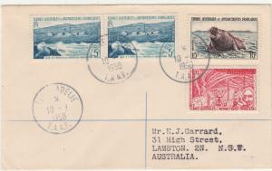 FRENCH ANTARCTIC TERRITORIES 1958 REGISTERED COVER TO AUSTRALIA