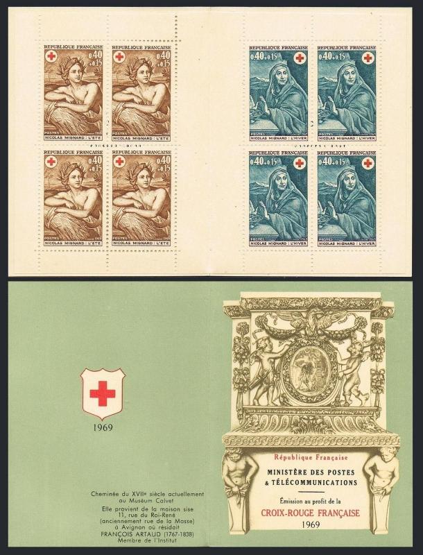 France B423-B424a booklet,MNH.Michel 1692-1693 MH. Red Cross-1969.N.Mignard.