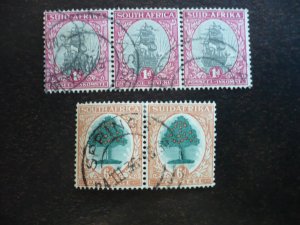 Stamps - South Africa - Scott# 48, 60 - Used Pairs of 2 Stamps