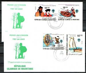 Mauritania, Scott cat. 495-498. 75th Scout Anniversary on 2 First day covers. ^