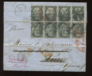 73 Jackson Block of 8 Stamps on Cover New Orleans to France & Forwarded P4015