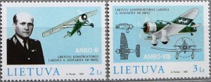 Lithuania 1998 MNH Stamps Scott 596-597 Aviation Airplane Pilot