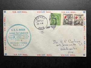 1931 USA Zeppelin Cover Akron OH to Whitewater WI ZRS4 Leaves for Lakehurst 2