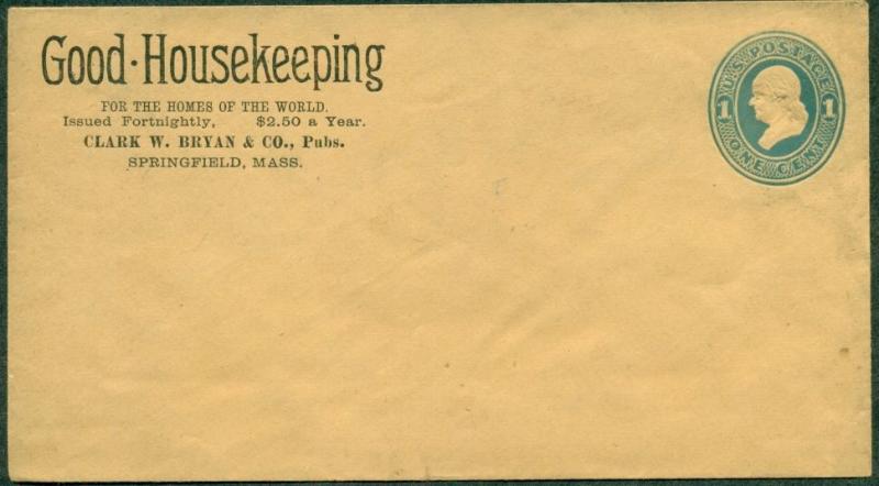 1870'S 1¢ envelope with GOOD HOUSEKEEPING MAGAZINE ADVERTISING, unused, VF