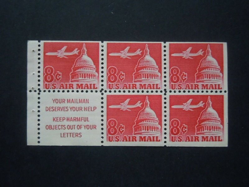 1962 C64b  8c Capital Booklet Pane of 5 MNH OG VF Slogan #1  CV $6 Untagged