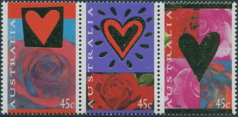 Australia 1995 SG1507-1509 St Valentines Day Roses strip MNH