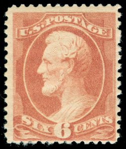 MOMEN: US STAMPS #208 ROSE MINT OG H CAT. $825