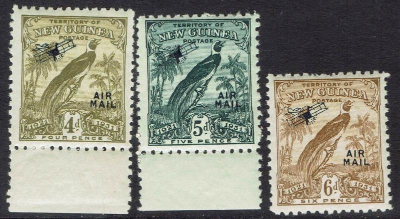 NEW GUINEA 1931 DATED BIRD AIRMAIL 4D 5D AND 6D MNH **