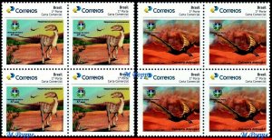 64 BRAZIL 2019 DINOSAURS IN CRUZEIRO DO OESTE PR, PREHISTORIC ANIMALS, BLOCK MNH