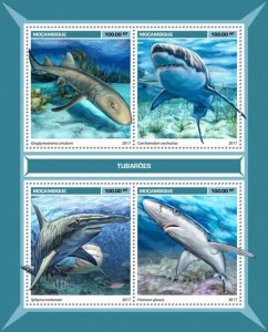 MOZAMBIQUE - 2017 - Sharks - Perf 4v Sheet - Mint Never Hinged