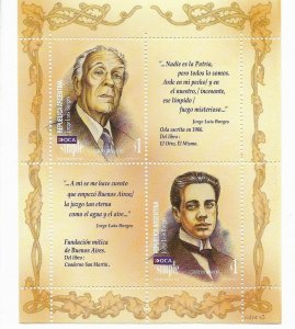 ARGENTINA 1999, OCA PRIVATE MAIL, JORGE LUIS BORGES MINIATURE SHEET SCOTT 2069A