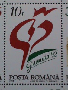 ROMANIA-1992 SC# 3743 GRENADA'92 STAMP SHOW  MNH S/S SHEET-VERY FINE
