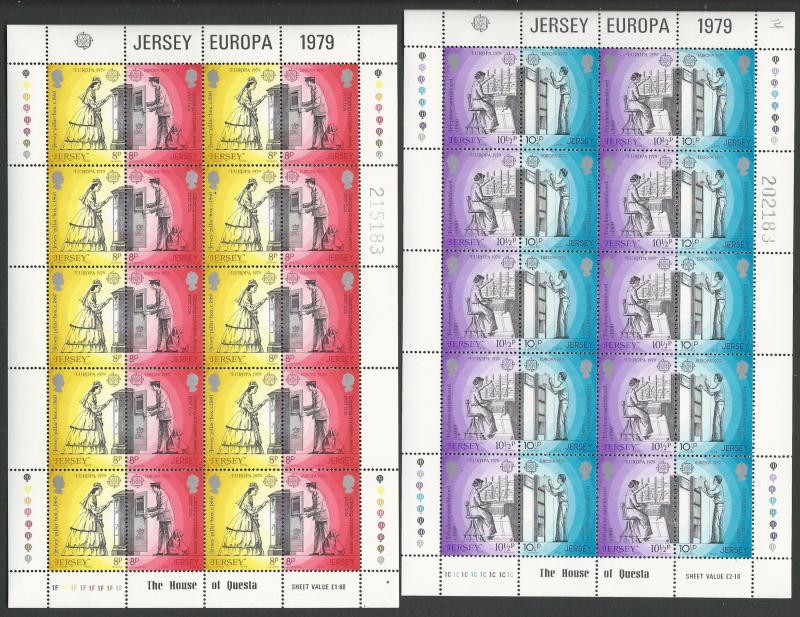 Great Britain-Jersey # 203a,205a Europa perf 14  SHEET (2) Mint NH