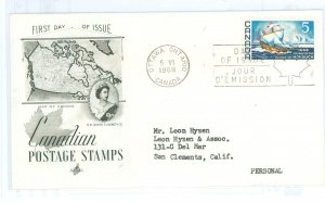 Canada 482 1968 Addressed FDC, Corner crease