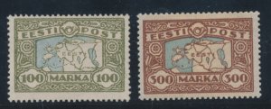 1923-24 Estonia - n. 60/61 Colorful Security Bottom - MH*