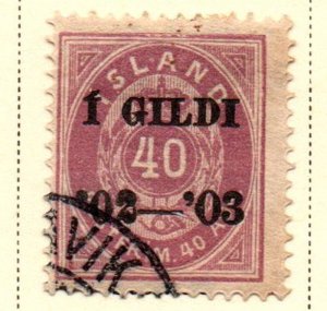 Iceland Sc 58 1902 40 aur  I GILDI 02-03 overprint stamp used