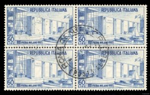 Italy 600, $80, 1952 Milan Fair, block of four, used