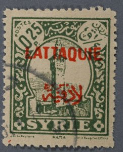 Syria Latakia A6 Overprinted in Black 25 p. VG/Fine Used