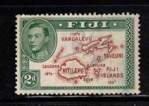 FIJI Scott # 133 Used - KGVI & Map With 180 Degrees 1