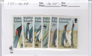 Falkland Islands 535-40 Penguins mnh