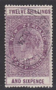 NEW ZEALAND 1880 LONG TYPE STAMP DUTY 12/6d used............................U695