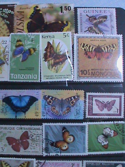 ​WORLDWIDE COLORFUL BEAUTIFUL LOVELY BUTTERFLIES 80 DIFFERENT  USED VF EST. $62