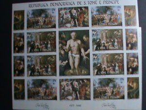 ST.THOMAS-1983 FAMOUS NUDE PAINTING-PAUL RUBENS WITH SIGNATURE IMPERF MNH SHEET