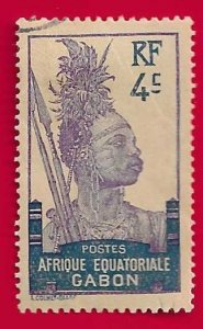GABON SCOTT#51 1910 4c WARRIOR - USED