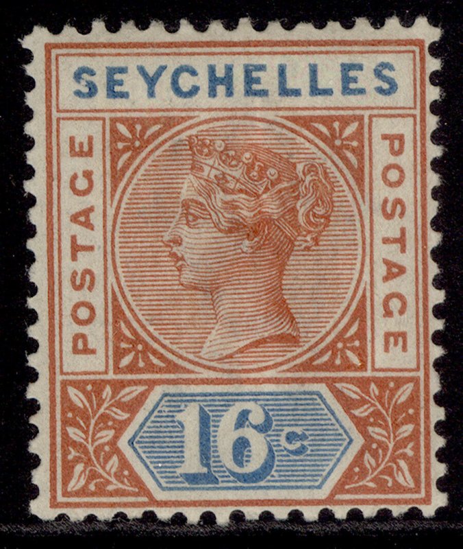 SEYCHELLES QV SG6, 16c chestnut & blue, M MINT. Cat £16. DIE I