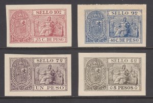 Philippines Forbin 13, 14, 16, 19 MNH. 1898 SELLO fiscals, 4 different, trop gum