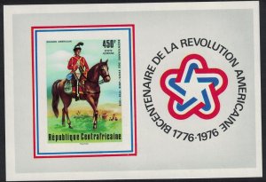 Central African Rep. American Revolution Military Uniforms MS Imp 1976 MNH