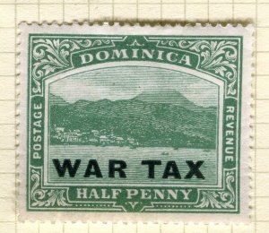 DOMINICA; 1916-18 early WAR TAX Optd. issue Mint hinged 1/2d. value