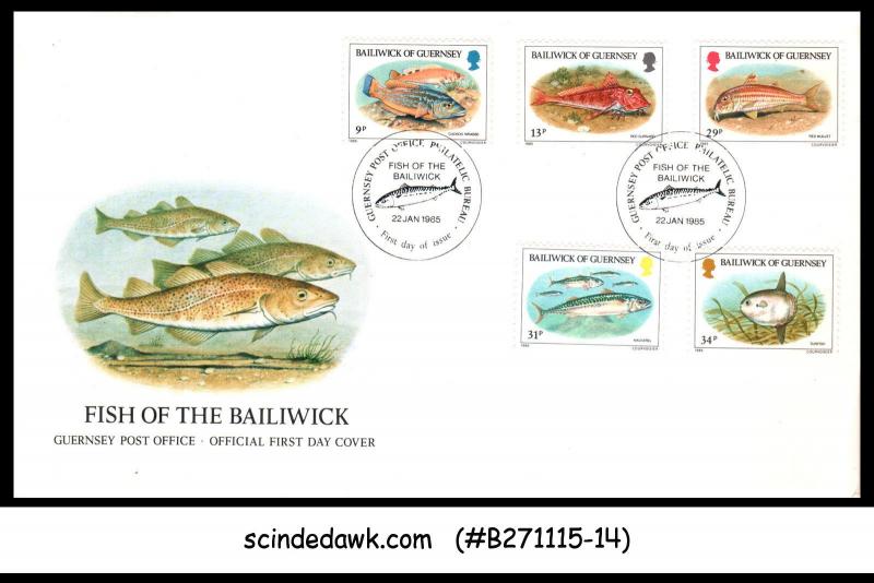 GUERNSEY - 1985 FISH OF BAILIWICK - 5V - FDC