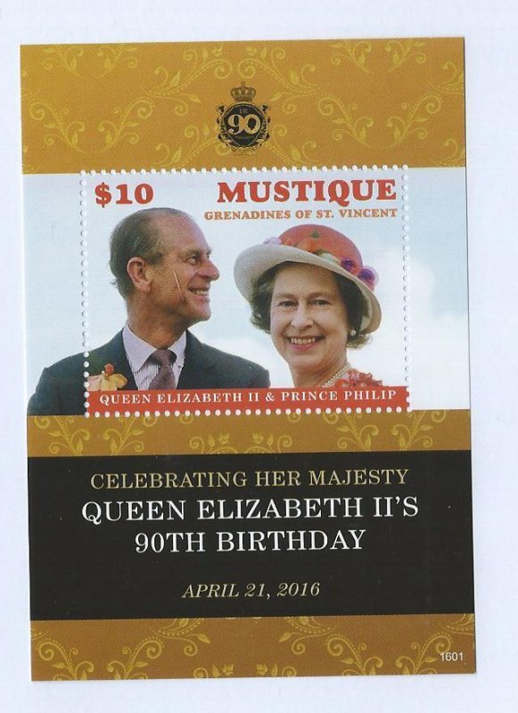 Mustique QEII Birthday souvenir sheet   MNH