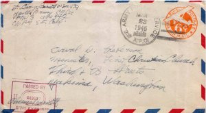 United States A.P.O.'s 6c Monoplane Air Envelope 1945 U.S. Army Postal Servic...