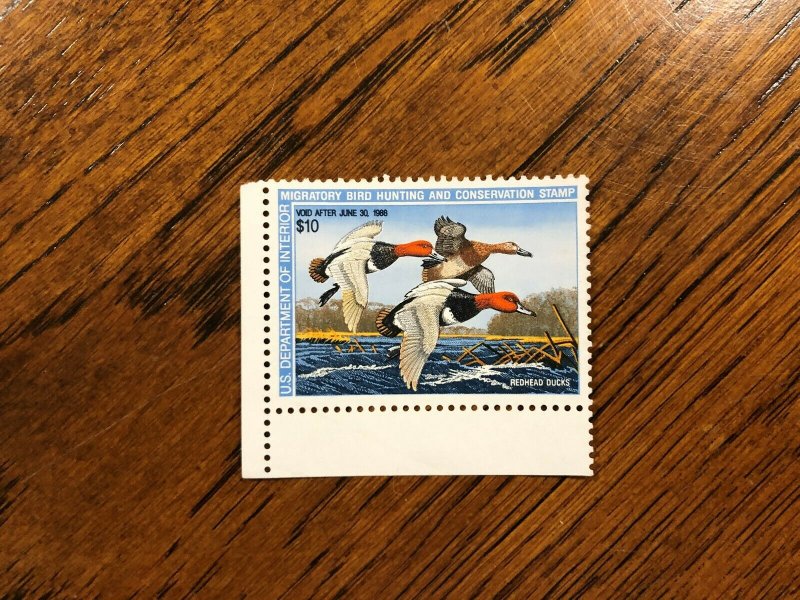 RW 54 1987 $10 Redheads Duck Appreciation Souvenir Card Set: Cancel, Mint, Stamp