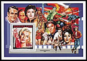 Burkina Faso 1012-1014, MNH, Marilyn Monroe and Cinema History souvenir sheets