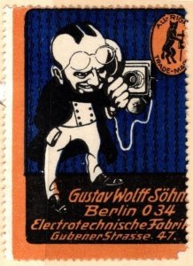 Vintage Germany Poster Stamp Gustav Wolff Söhne Electrotechnical Factory
