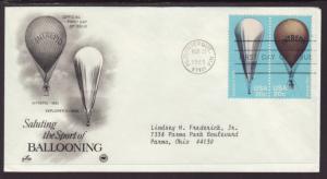 US Hot Air Balloons 1983 PCS Typed FDC BIN