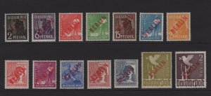 Germany Berlin 1948-49 Red Berlin Overprints #9N21-9N34 F-VF Mint NH, All Signed