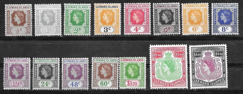 Leeward Isl. # 133-47  Elizabeth II Definitives - complete  (15)    XF Unused