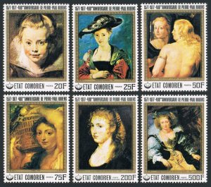 Comoro Isls 261-266,267,MNH.Michel 353-358,Bl.97.Peter Paul Rubens,1977.Portrait