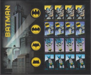 UNITED STATES Sc # 4928-35.1 CPL MNH SHEET of 20 BATMAN