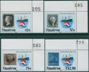 Niuafo'ou 1990 SG139-142 150 Years of Stamps corner set with sheet numbe...