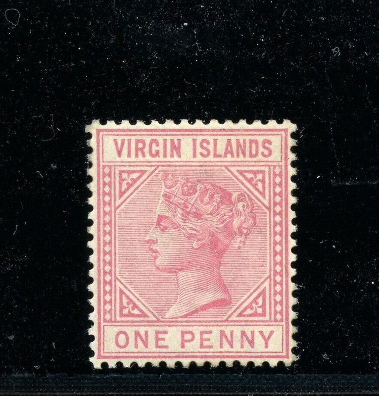 Virgin Islands #14 (VI437) Queen Elizabeth 1p rose, wmk 2, M, LH, VF