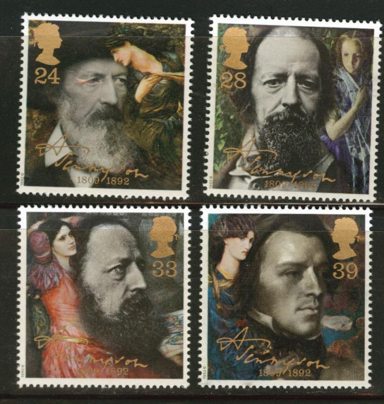 Great Britain Scott 1441-4 MNH** Tennyson portrait set CV$5.50