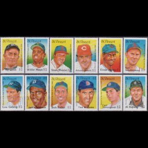 ST.VINCENT 1989 - Scott# 1211-22 Baseball Stars Set of 12 NH