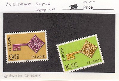 J25781  jlstamps 1968 iceland set mh #395-6 europa checked f/condition