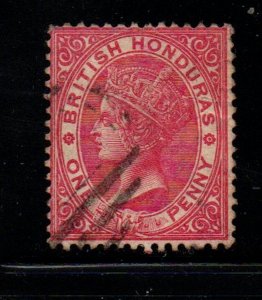 British Honduras Sc 14 1884 1d rose  Victoria stamp used